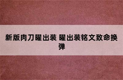 新版肉刀曜出装 曜出装铭文致命换弹